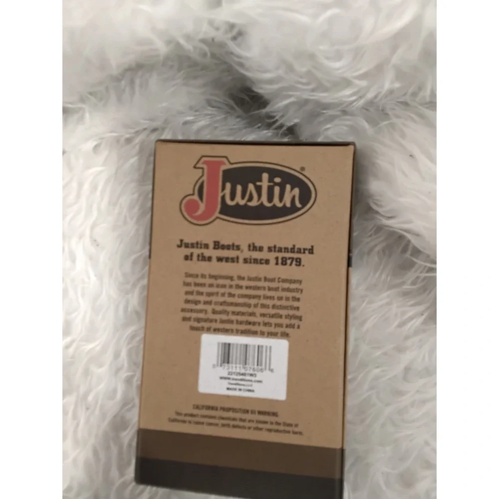 Justin Jr Rodeo Wallet Genuine Leather Brown Western Stitching RFID